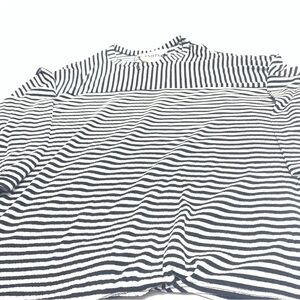 Hashtag Women’s Crew Neck Drop Waist Black White Striped 3/4 sleeve Shirt